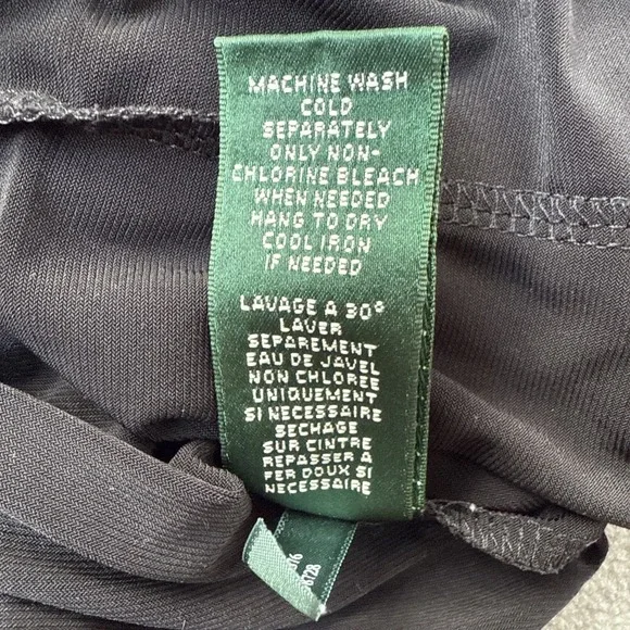 Lauren Ralph Lauren Dress Womens 12 Black White Sheath Stretch 3/4 Sleeve Career - Picture 11 of 13